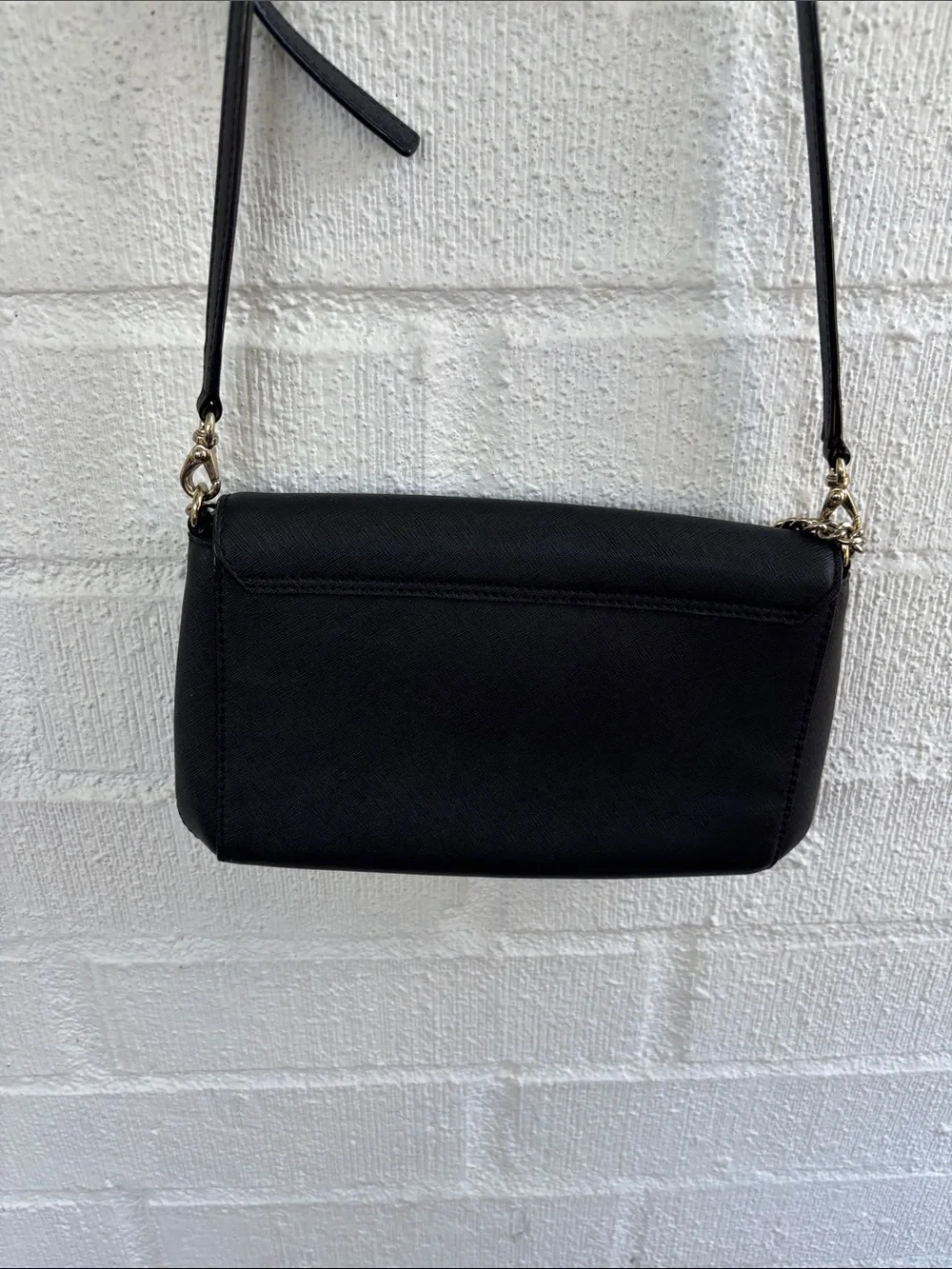kate spade Leather Black Saffiano Chain Strap Crossbody